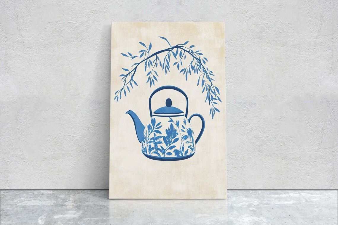 China Teapot Willow Pattern Art Print, Asian Decor - Image 2