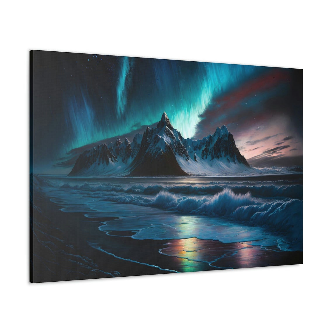 Iceland Aurora Borealis Landscape Art - Image 3