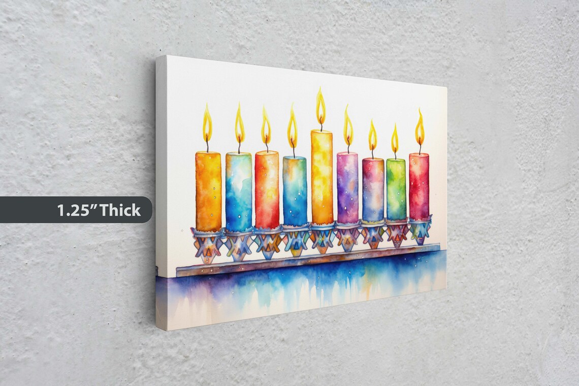 Hanukkah Menorah Watercolor Holiday Art Print - Image 3