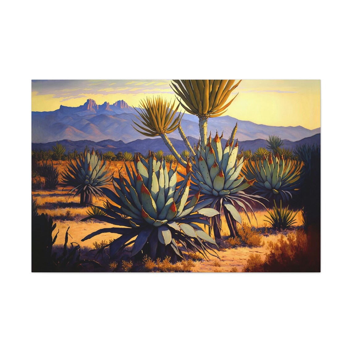 Agave Desert Landscape Oil-Painting-Style Art Print - Image 3