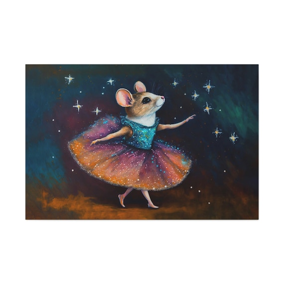 Ballerina Mouse Wall Art Print, Oil-Painting Style