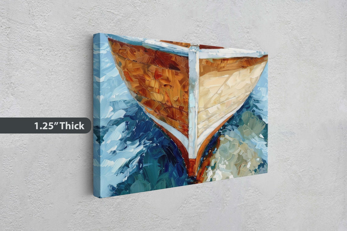 Wooden Boat Bow Sailing Through Blue Water Impressionist Art Poster - Image 3