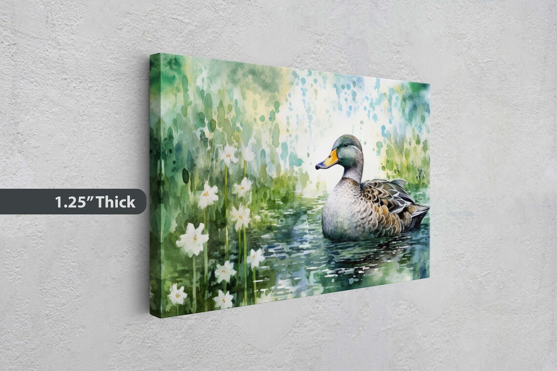 Mallard Duck on Pond, Traditional Bird Print - Image 3