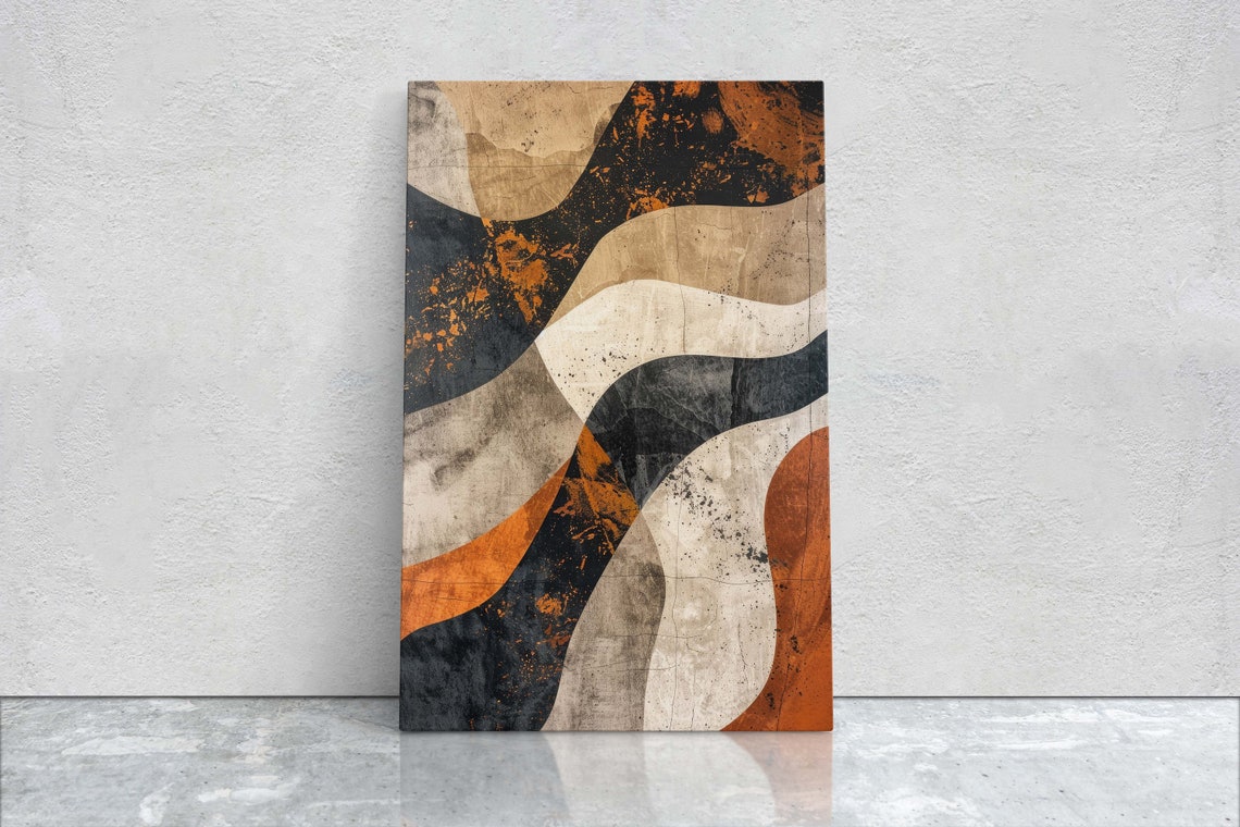 Wabi Sabi Waves Brown Earth Neutral Abstract Texture Wall Art Print