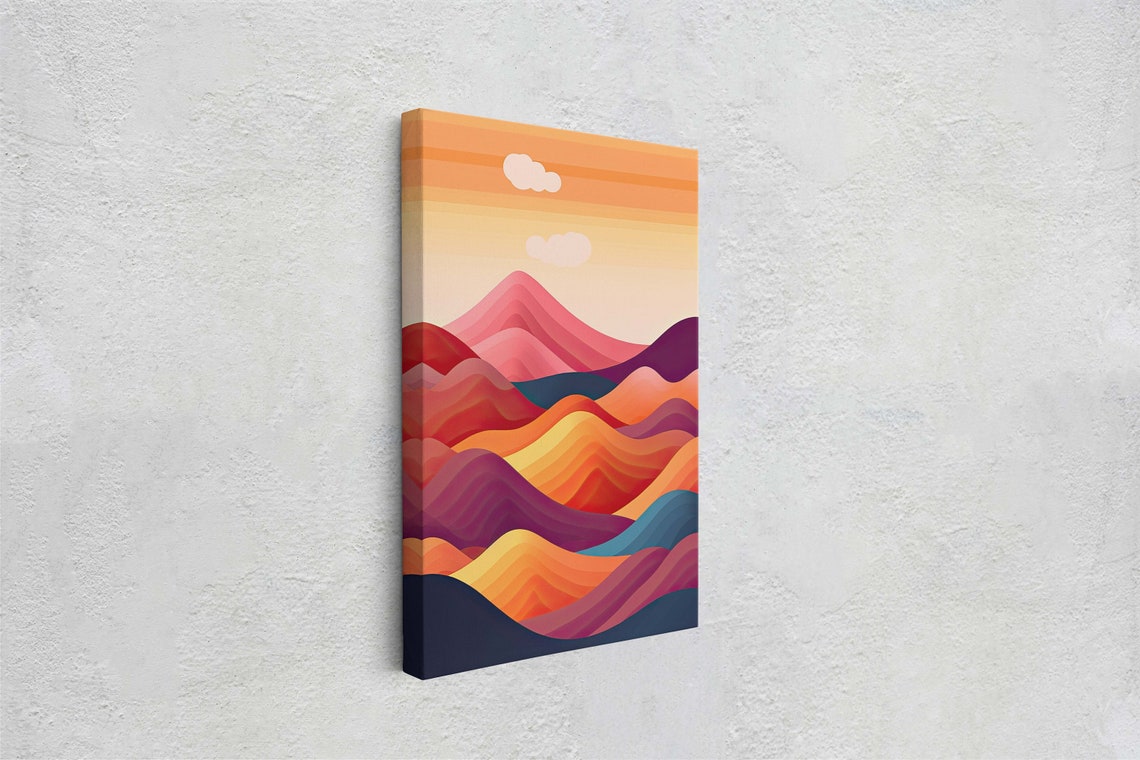 Minimalist Rolling Hills Sunset Warm Gradient Sky Modern Art Poster - Image 2