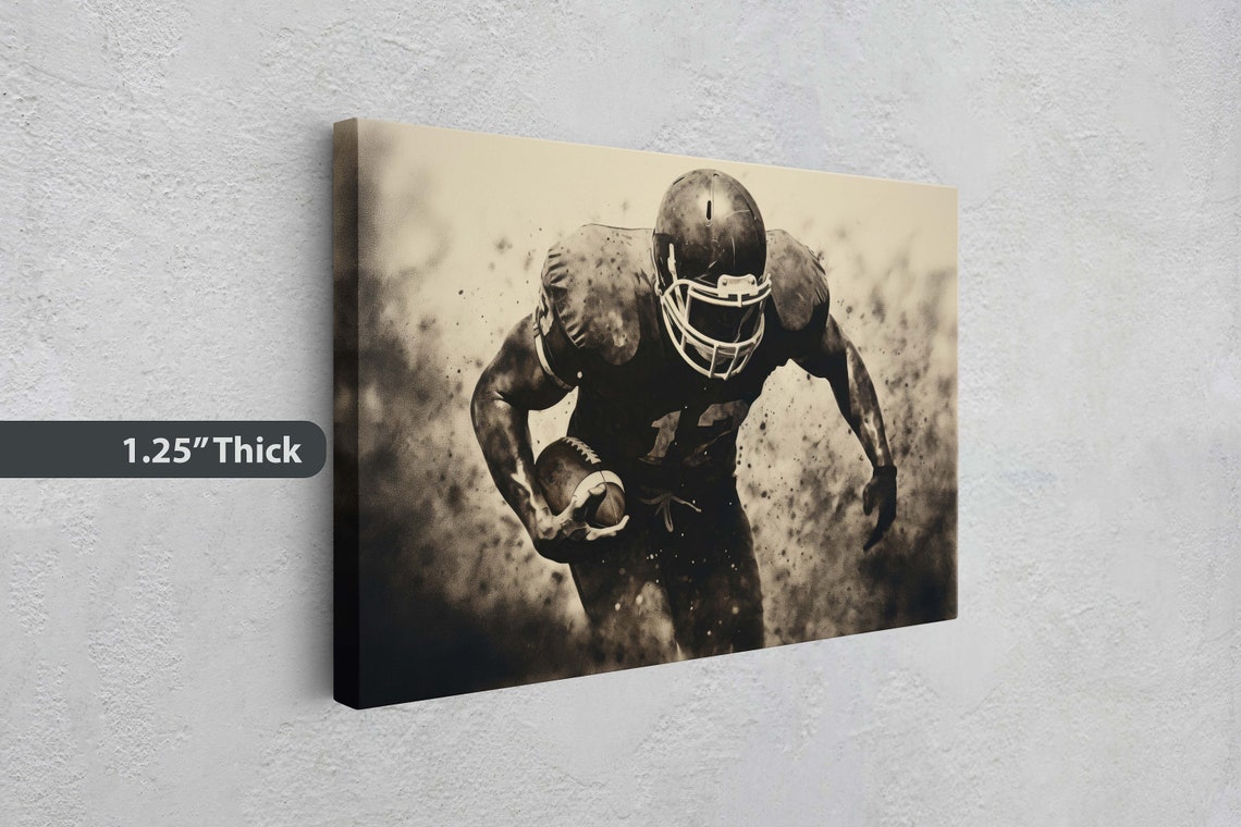 Football Player Football Painting Sport Art Vintage Football Sport Gift Dad Gift Brother Gift Man Cave Football Memorabilia - Image 3