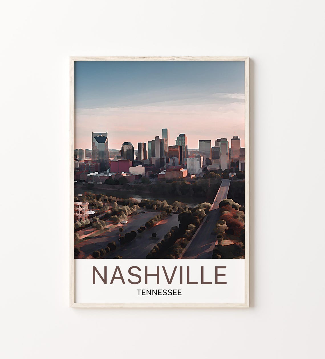 Nashville Travel Print Nashville Wall Art Nashville Poster Nashville Art Print Nashville Artwork Unique Birthday Wedding Gift