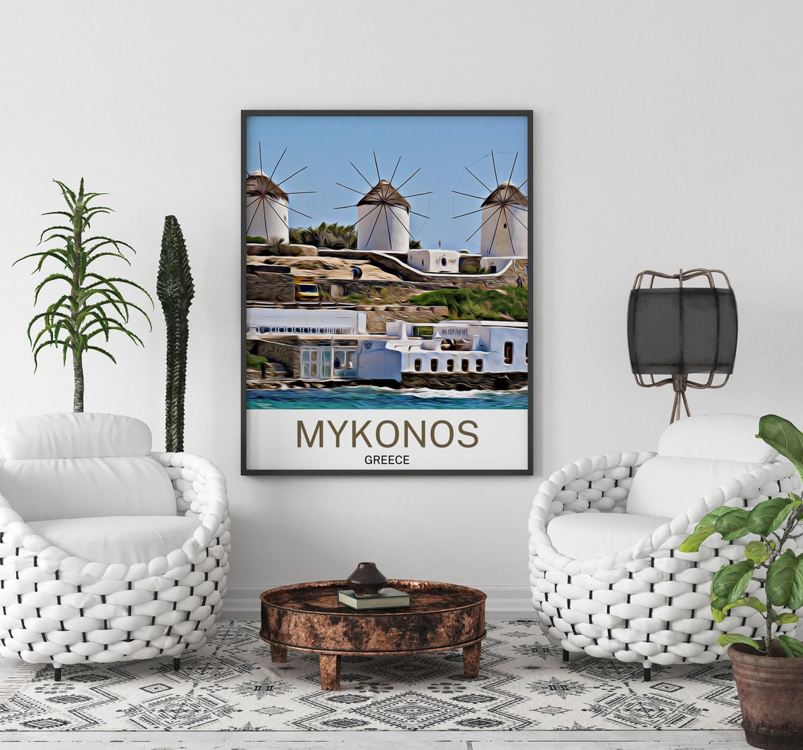 Mykonos Travel Print Mykonos Wall Art Mykonos Art Mykonos Artwork Mykonos Art Print Mykonos Gift Mykonos Poster Mykonos Travel - Image 3