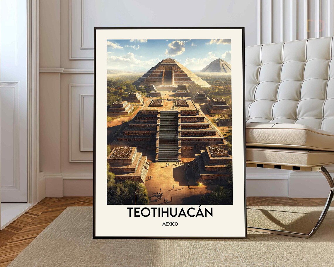 Teotihuacan Mexico Travel Poster, Wall Art Print