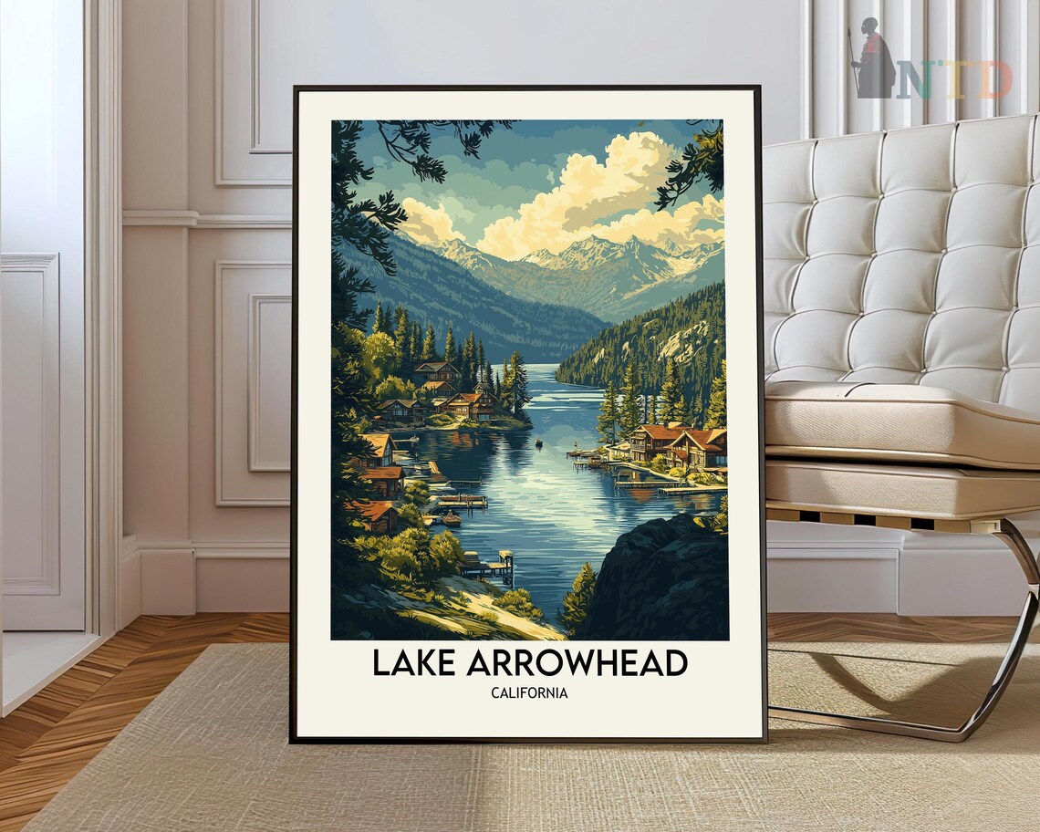 Lake Arrowhead Travel Poster, California USA