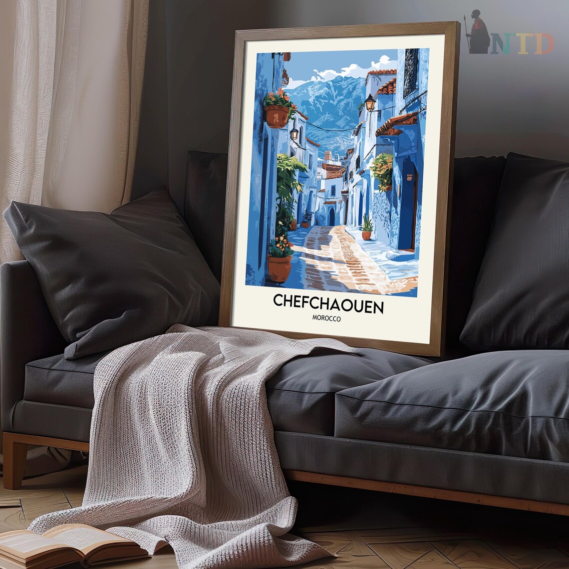 Chefchaouen Blue Painted Alley Morocco Mountain Travel Poster - Image 3