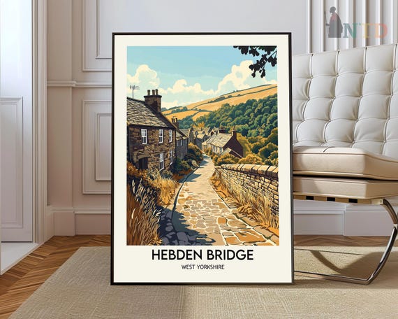 Hebden Bridge Travel Print Poster Of Gift Yorkshire Art
