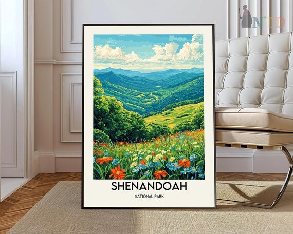 Shenandoah National Park Wildflower Mountain Valley Travel Poster