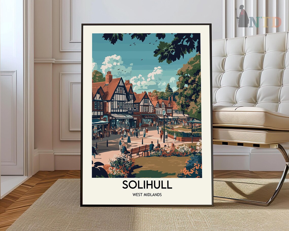 Solihull West Midlands Church Tower England Town Travel Poster
