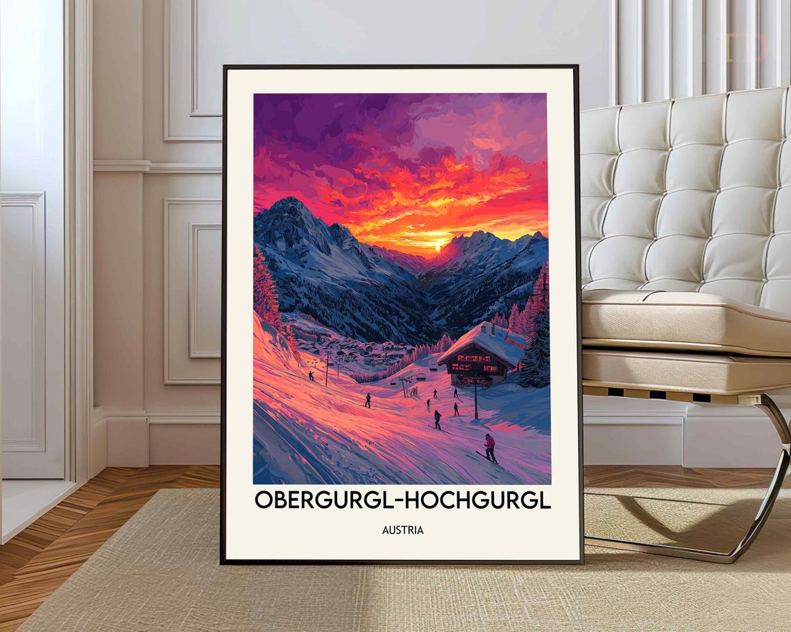 Obergurgl Hochgurgl Austria Sunset Ski Slopes Village Poster