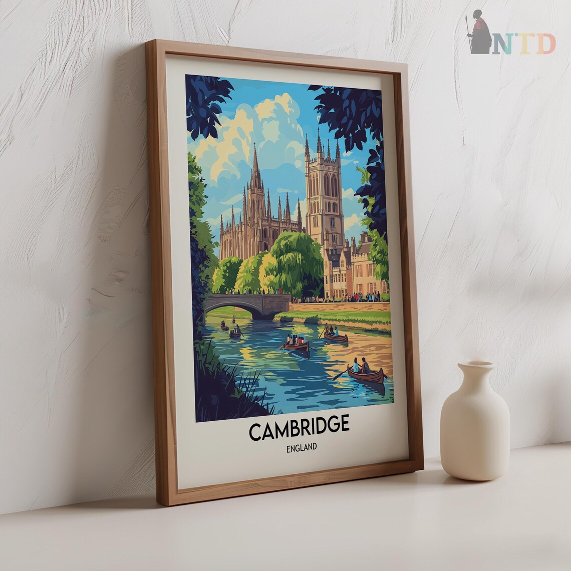 Cambridge England Travel Poster, British Decor - Image 2
