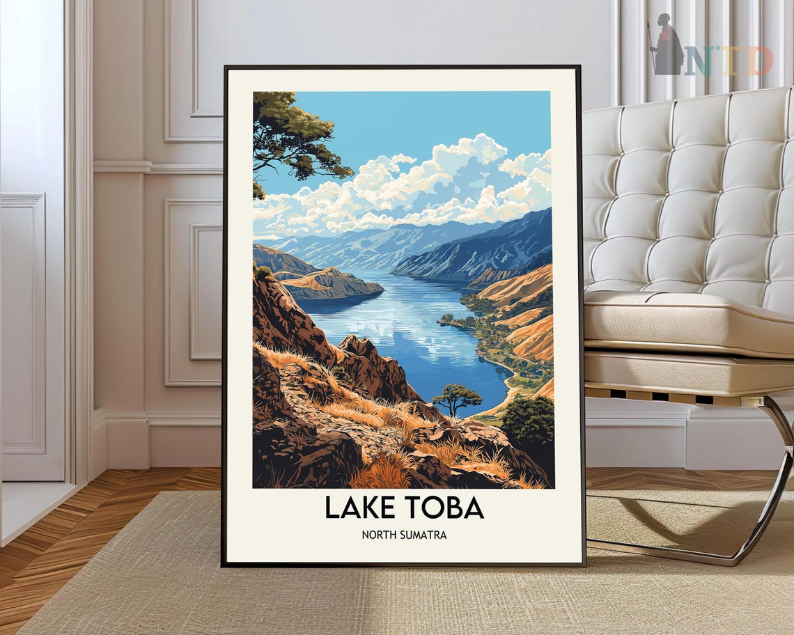 Lake Toba North Sumatra Volcanic Caldera Lake Mountain Travel Poster