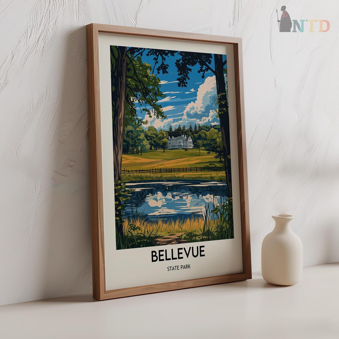 Bellevue State Park Delaware Mansion Lake Vintage Travel Poster - Image 2