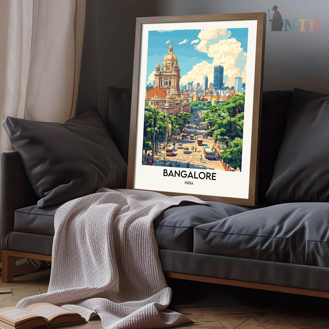 Bangalore India City Street Colonial Dome Bustling Travel Poster - Image 3