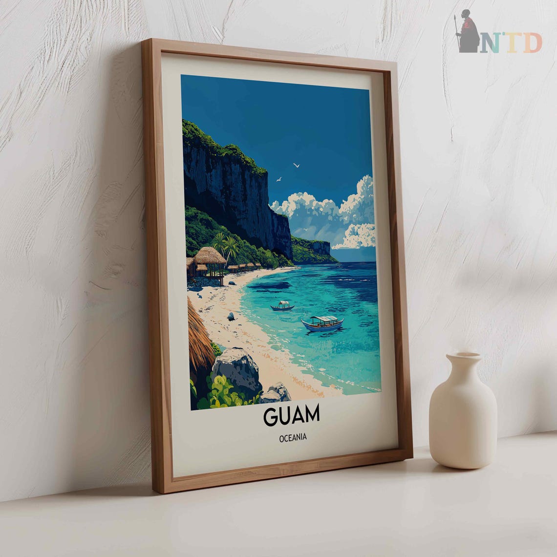 Guam Oceania Dramatic Sea Cliff Over Turquoise Lagoon Waters Poster - Image 3