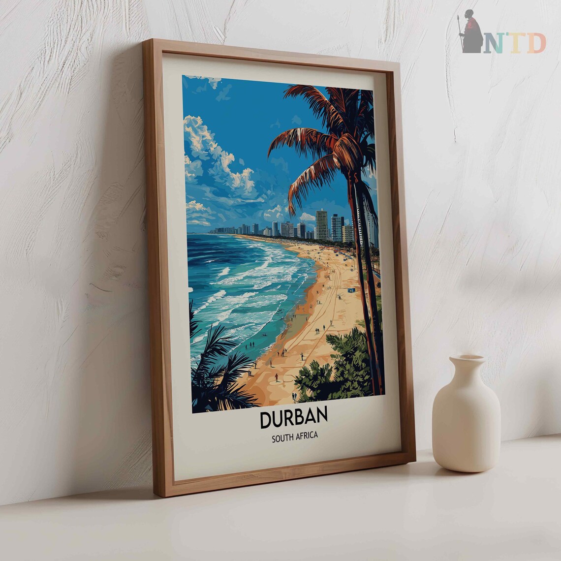 Durban South Africa Golden Mile Beach Skyline Palm Promenade Poster - Image 2