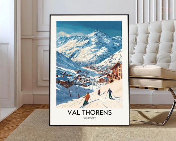 Val Thorens Ski Resort Snowy Mountain Slopes Village Scene Poster
