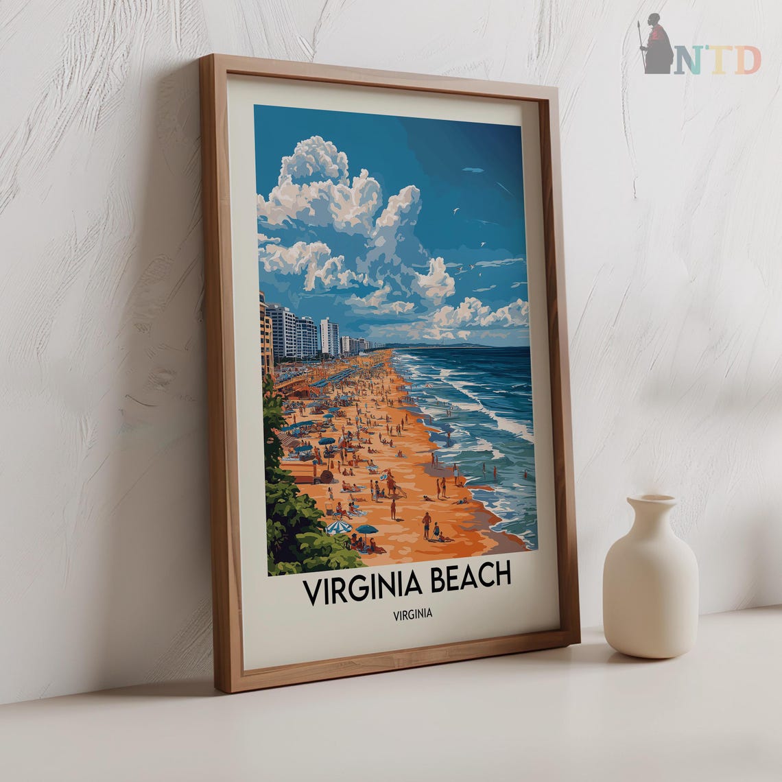 Virginia Beach Virginia Boardwalk Crowd Shore Vintage Travel Poster - Image 2