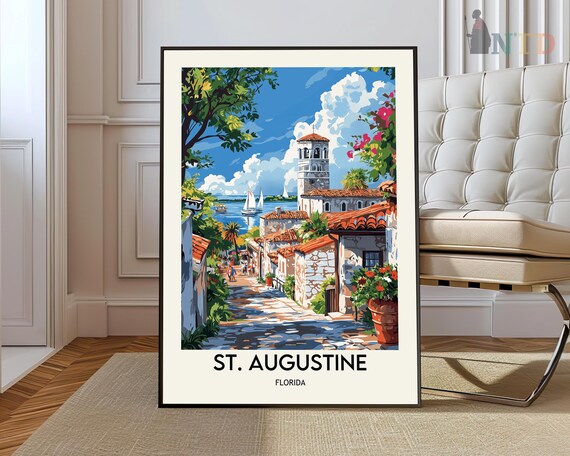 St. Augustine Florida Historic Cobblestone Street Travel Poster