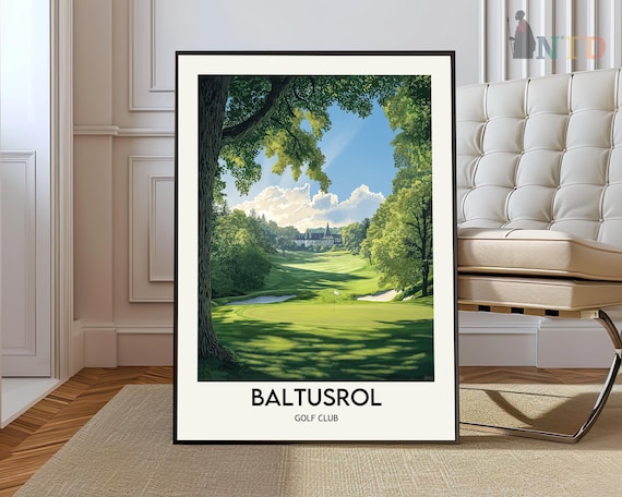 Baltusrol Golf Club Sunlit Fairway Clubhouse Classic Golf Art Poster