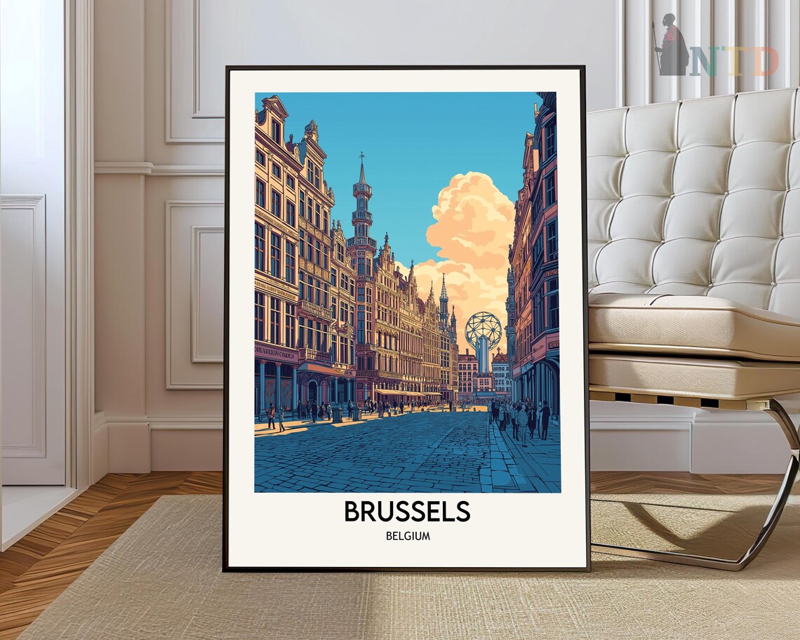 Brussels Travel Poster, Belgium City Art Print