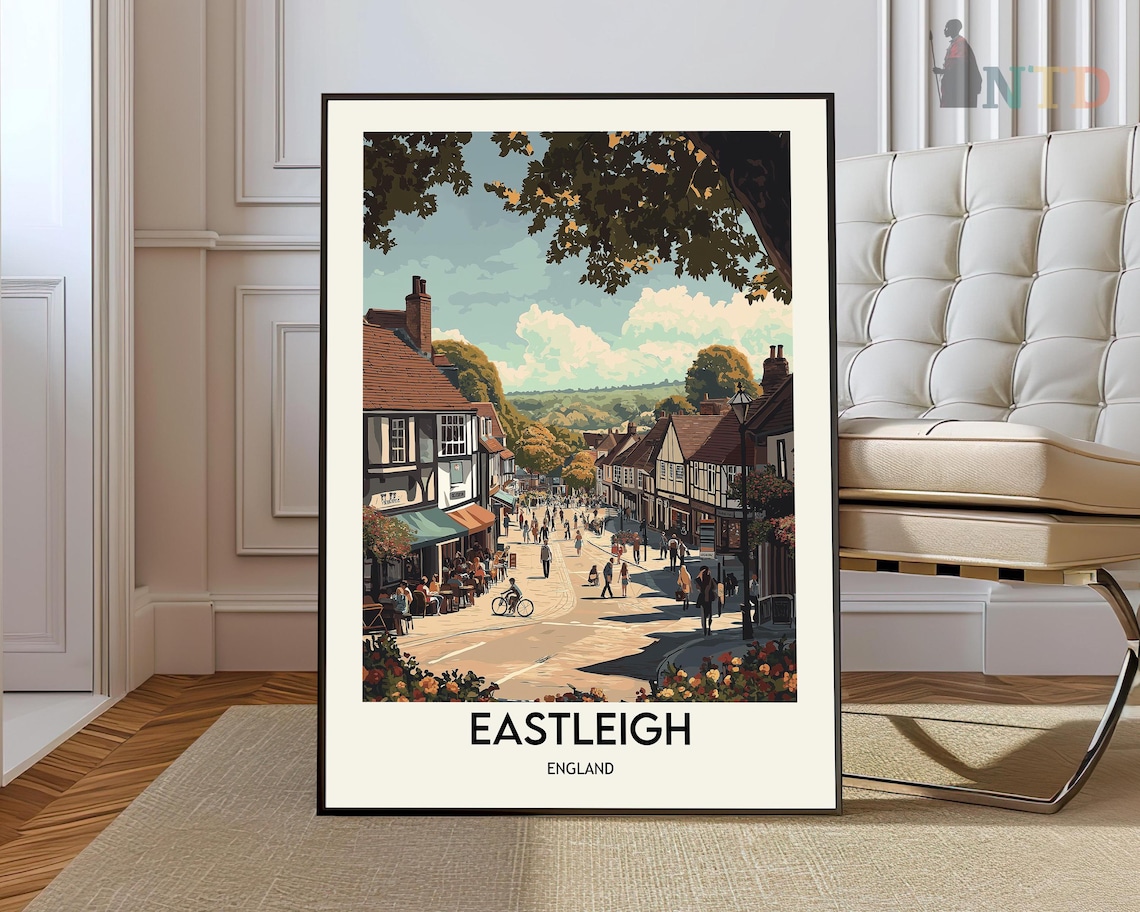 Eastleigh England Charming Village High Street Vintage Travel Poster
