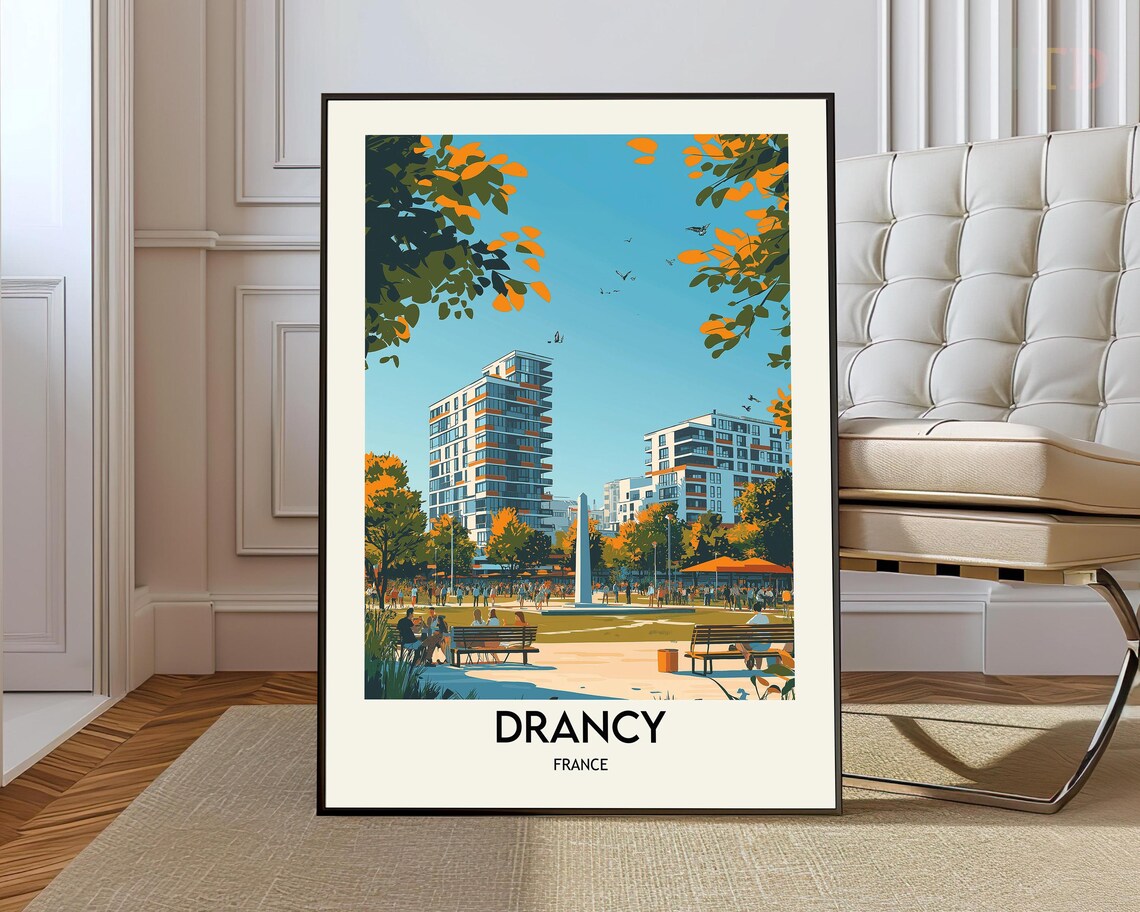 Drancy France Modern Park Plaza Residential Towers Travel Poster