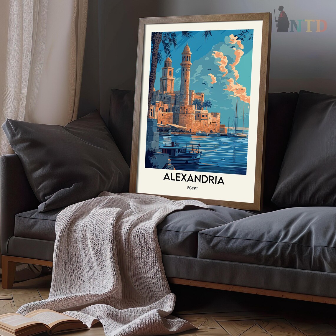 Alexandria Egypt Harbor Citadel Qaitbay Vintage Travel Poster - Image 3