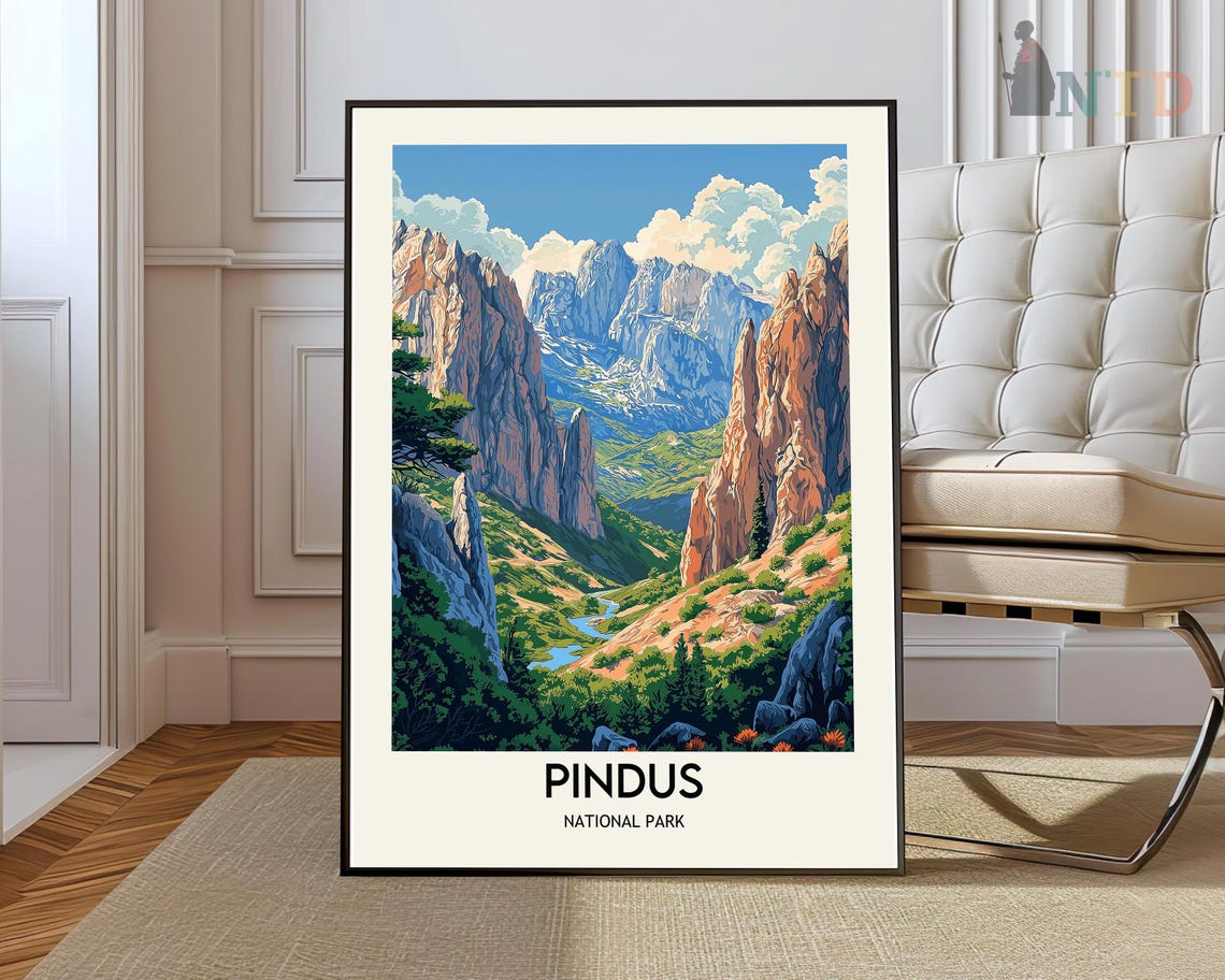 Pindus Greece National Park Mountain Valley Travel Art Print