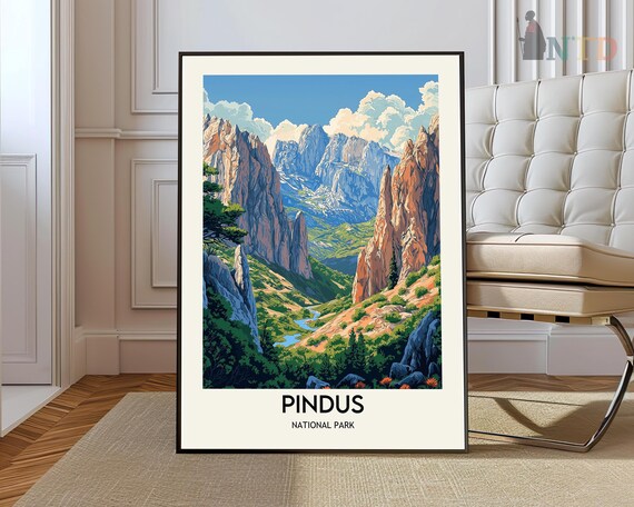 Pindus Greece National Park Mountain Valley Travel Art Print