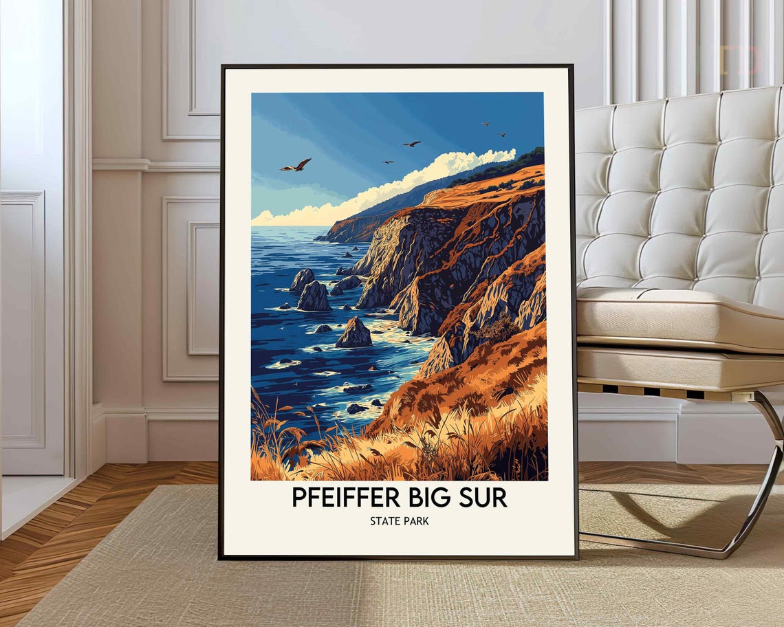 Pfeiffer Big Sur State Park Coastal Cliffs Sunset Travel Poster
