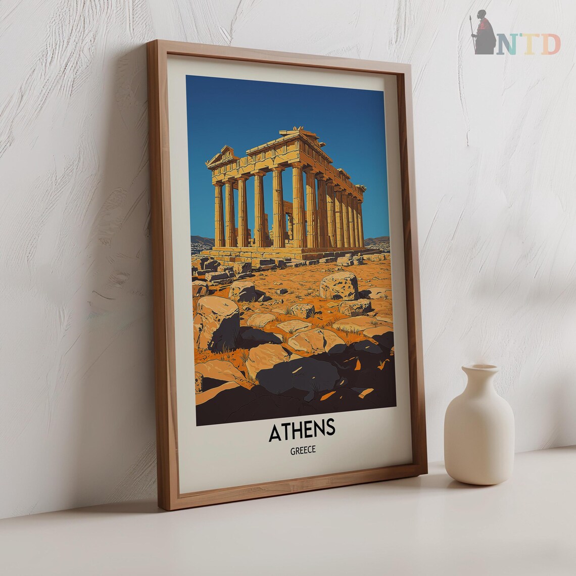 Athens Parthenon Close View Golden Stone Blue Sky Travel Poster - Image 2
