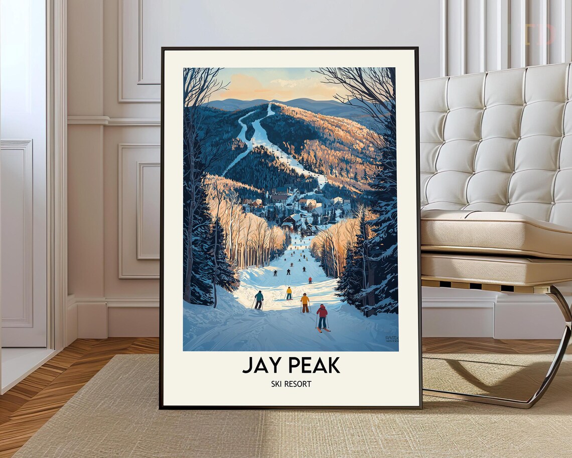 Jay Peak Ski Resort Winter Slopes Skiers Vermont Travel Art Poster