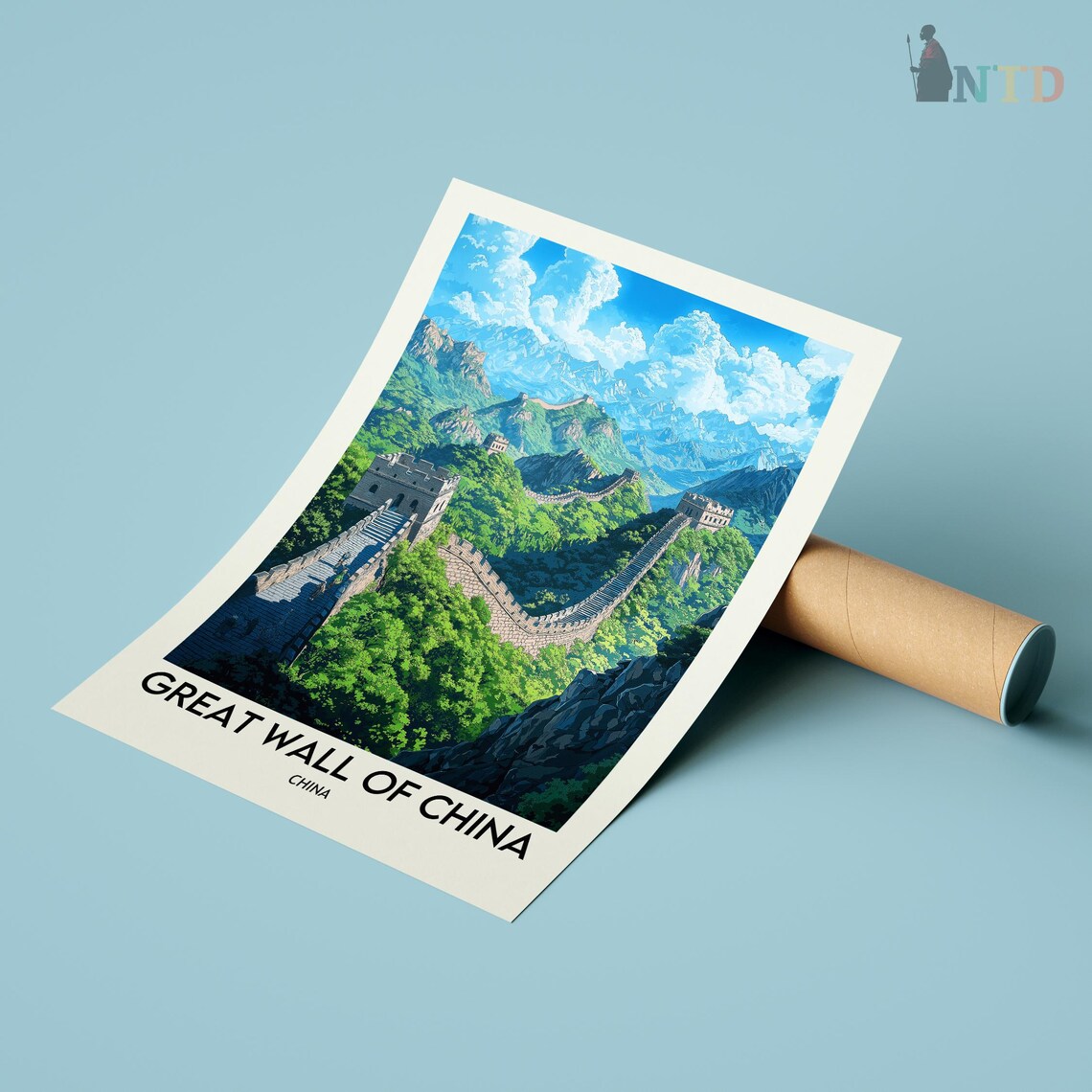 Great Wall of China Sunset Travel Poster, Scenic Landscape - Image 2