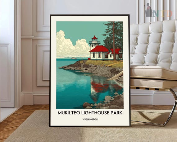 Mukilteo Lighthouse Park Poster Wall Art Print Washington