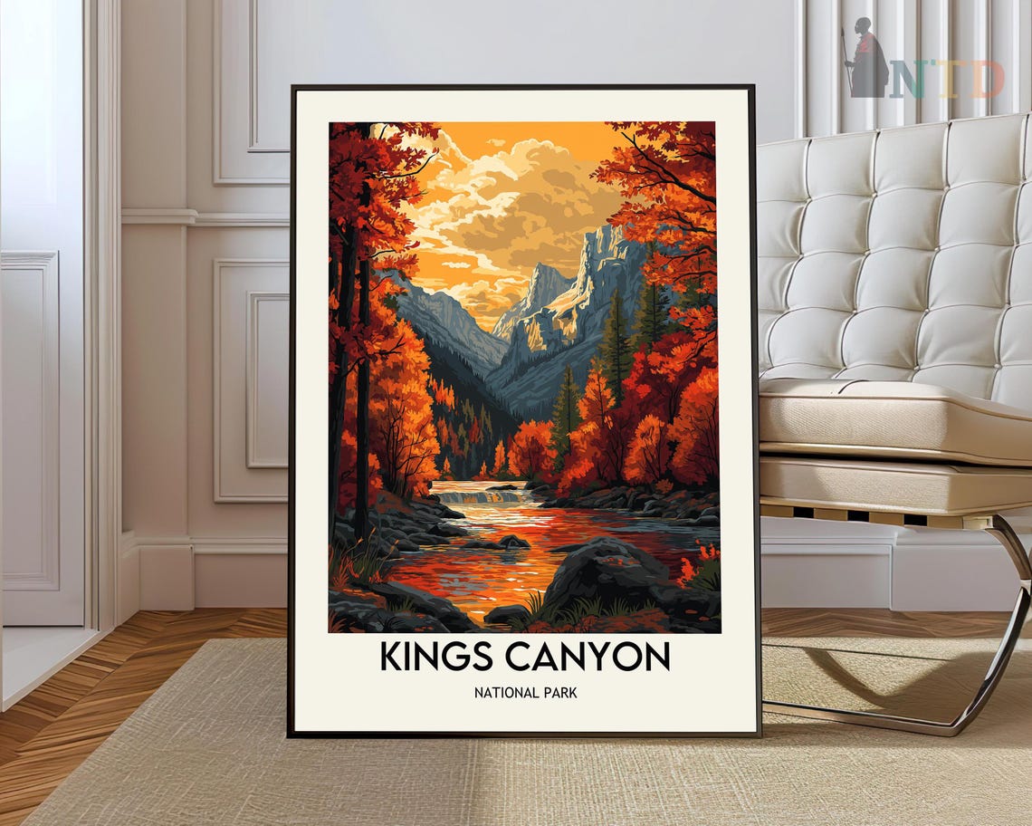 Kings Canyon National Park Autumn River Canyon Landscape Poster
