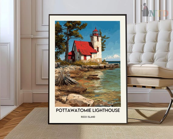 Pottawatomie Lighthouse Poster Wall Art Print Photo