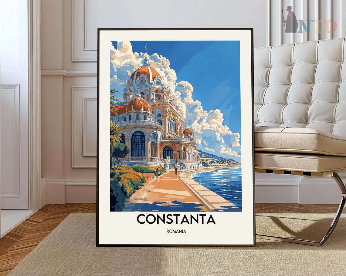 Constanta Romania Seaside Casino Promenade Art Travel Poster