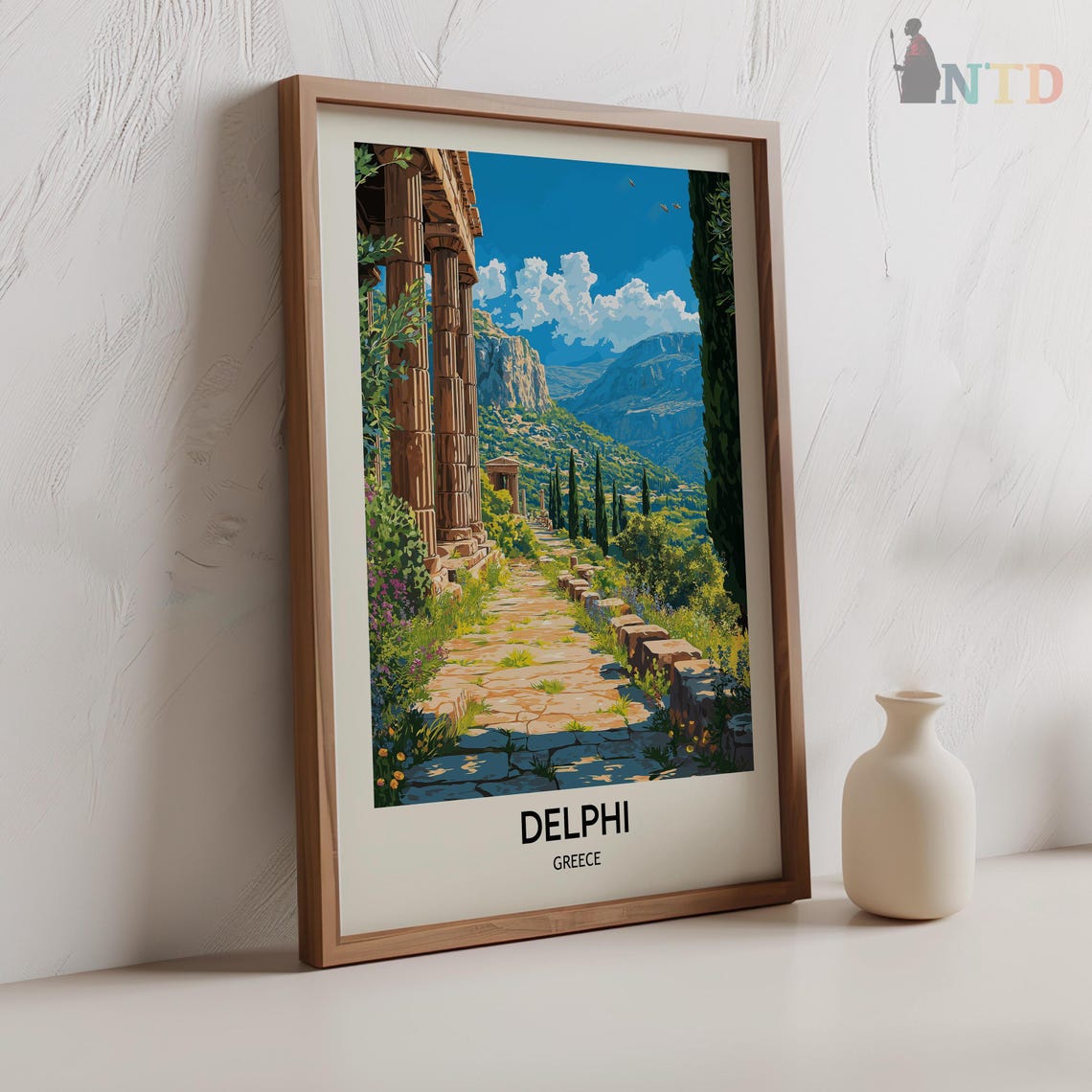 Delphi Stone Path Between Temple Columns and Green Hillsides Poster - Image 2