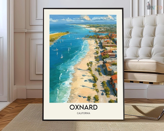 Oxnard California Beach Coastline Travel Illustration Art Poster