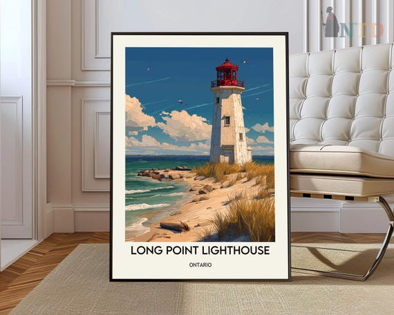 Long Point Lighthouse Poster Wall Art Print Photo Nova Scotia