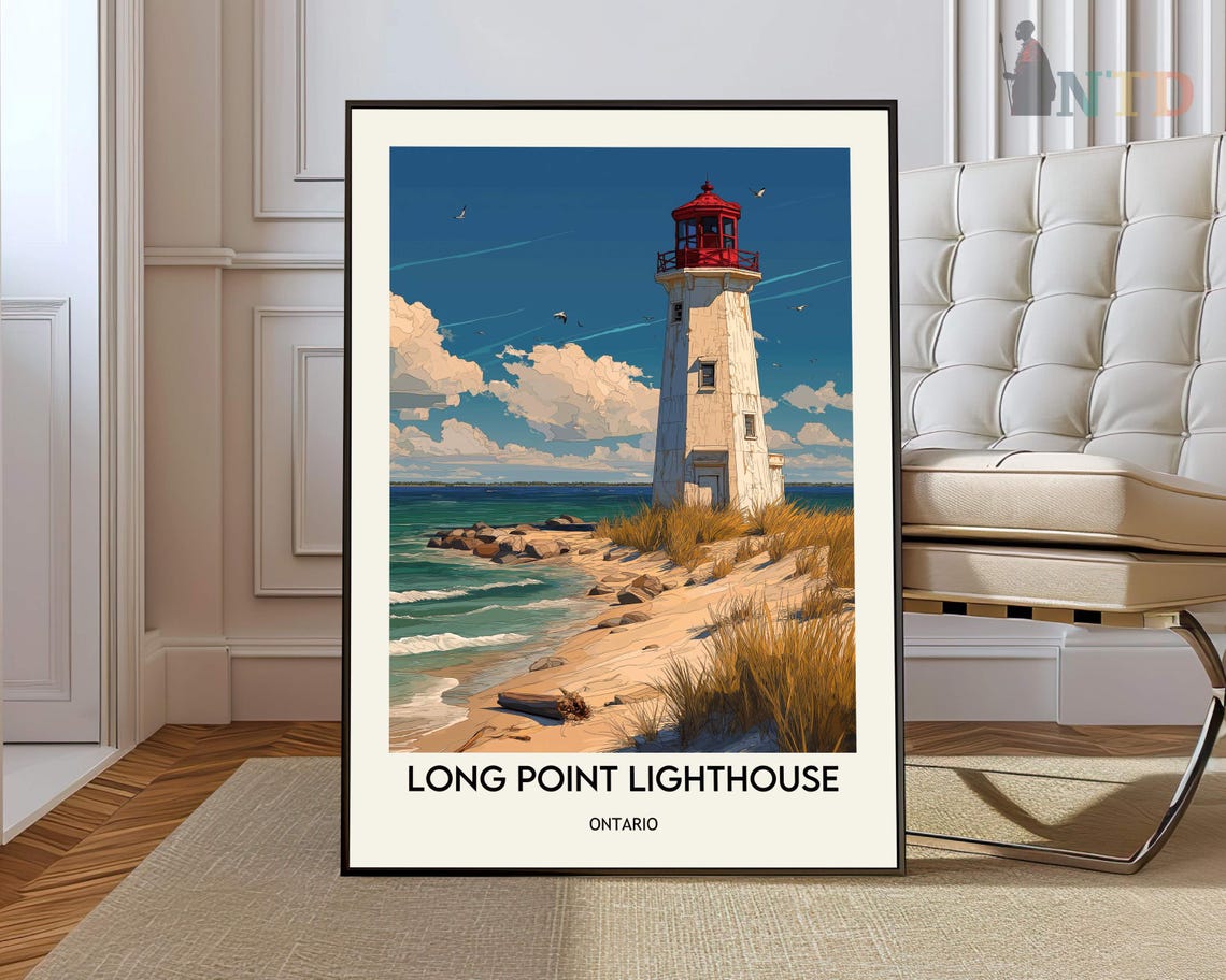 Long Point Lighthouse Ontario Sandy Beach Seascape View Poster