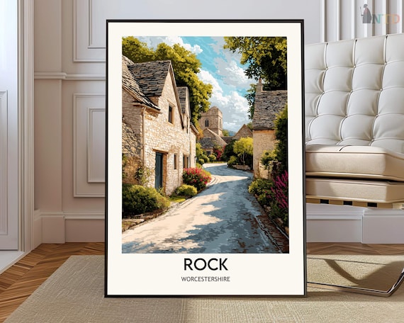 Rock Worcestershire Village Stone Cottages Lane Travel Poster
