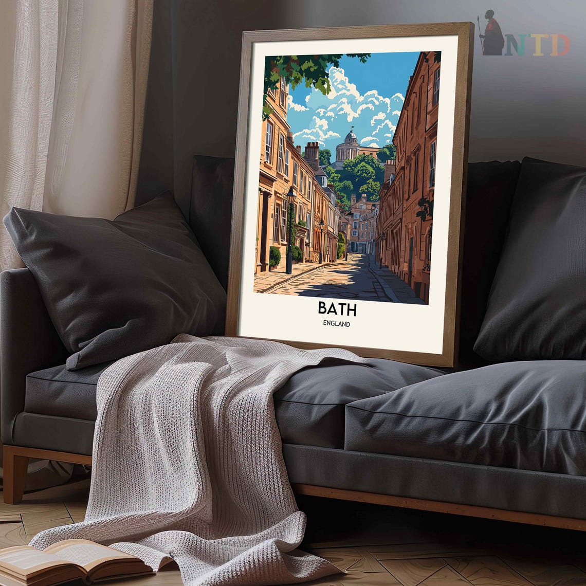 Bath Georgian Crescent Historic Street England Travel Poster - Image 3
