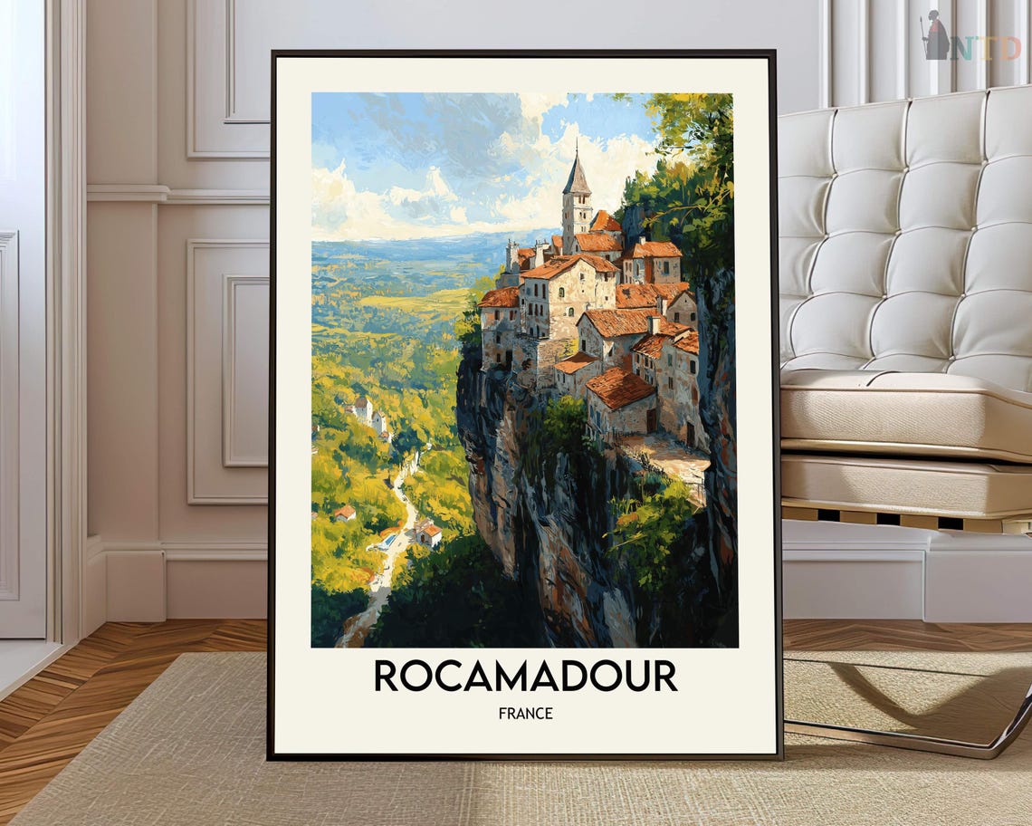 Rocamadour France Cliff Top Village Overlooking Valley Poster